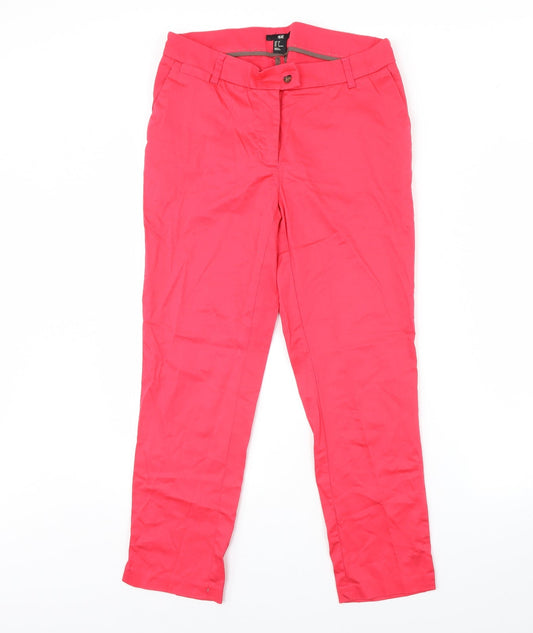 Womens UK Size 10 H&M Regular Fit Cropped Pink Trousers