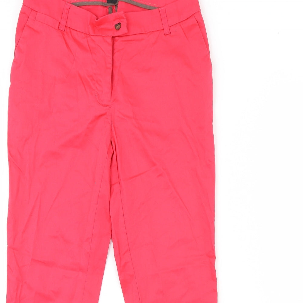 Womens UK Size 10 H&M Regular Fit Cropped Pink Trousers