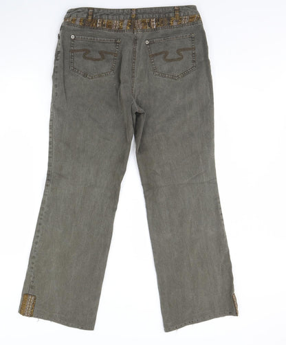 Frank Eden Womens Green   Bootcut Jeans Size 34 in L29 in