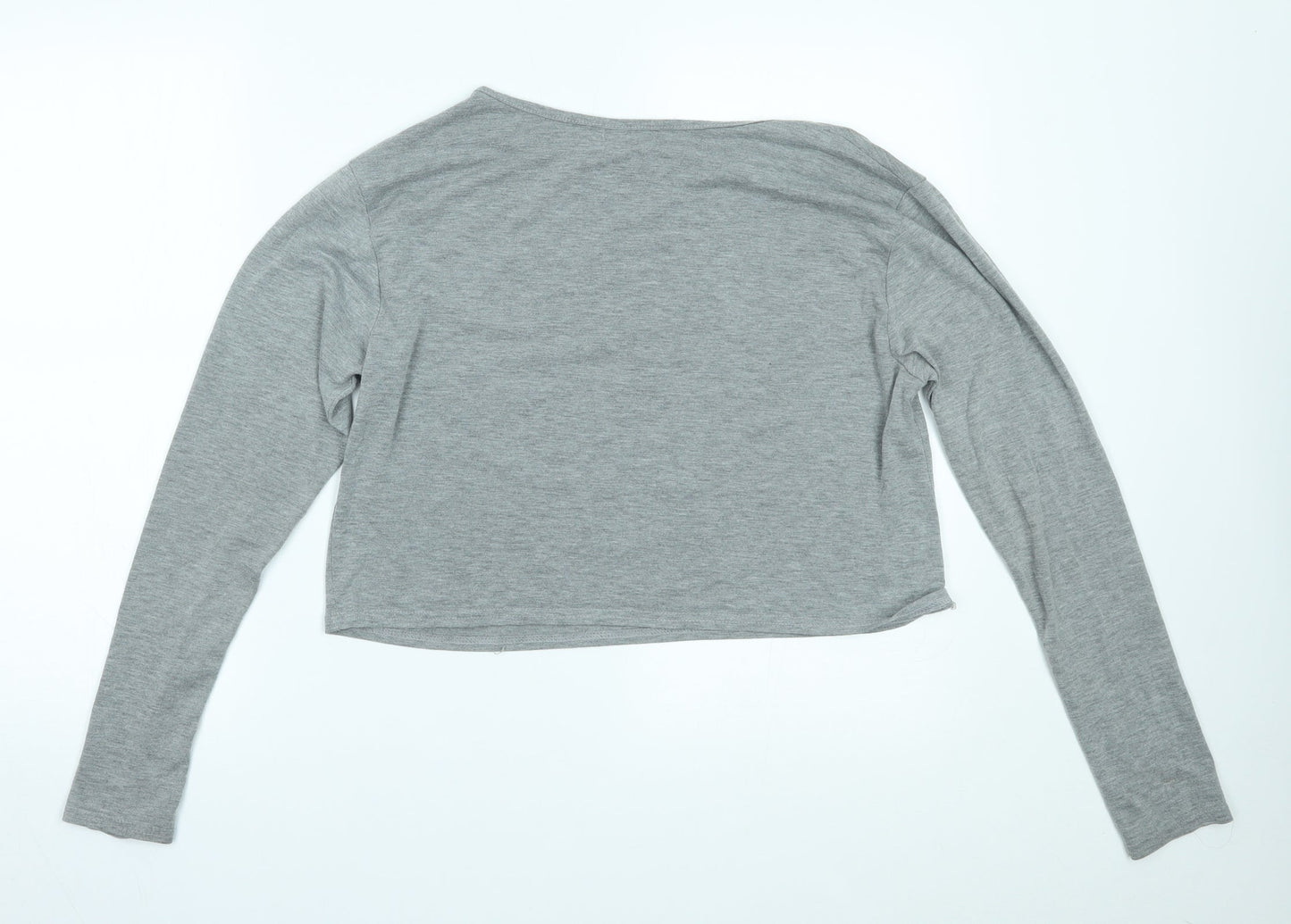 PRETTYLITTLETHING Womens Grey   Cropped T-Shirt Size M