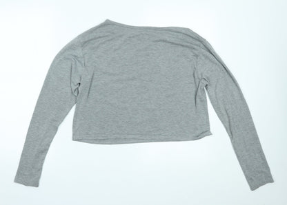 PRETTYLITTLETHING Womens Grey   Cropped T-Shirt Size M