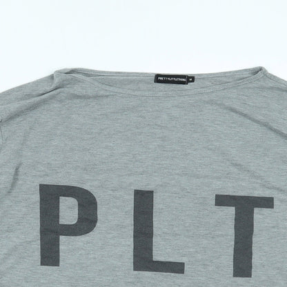 PRETTYLITTLETHING Womens Grey   Cropped T-Shirt Size M