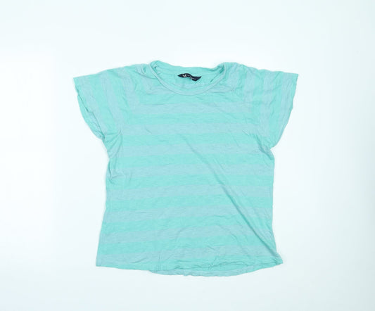 Crew Clothing Womens Green Striped  Basic T-Shirt Size 12