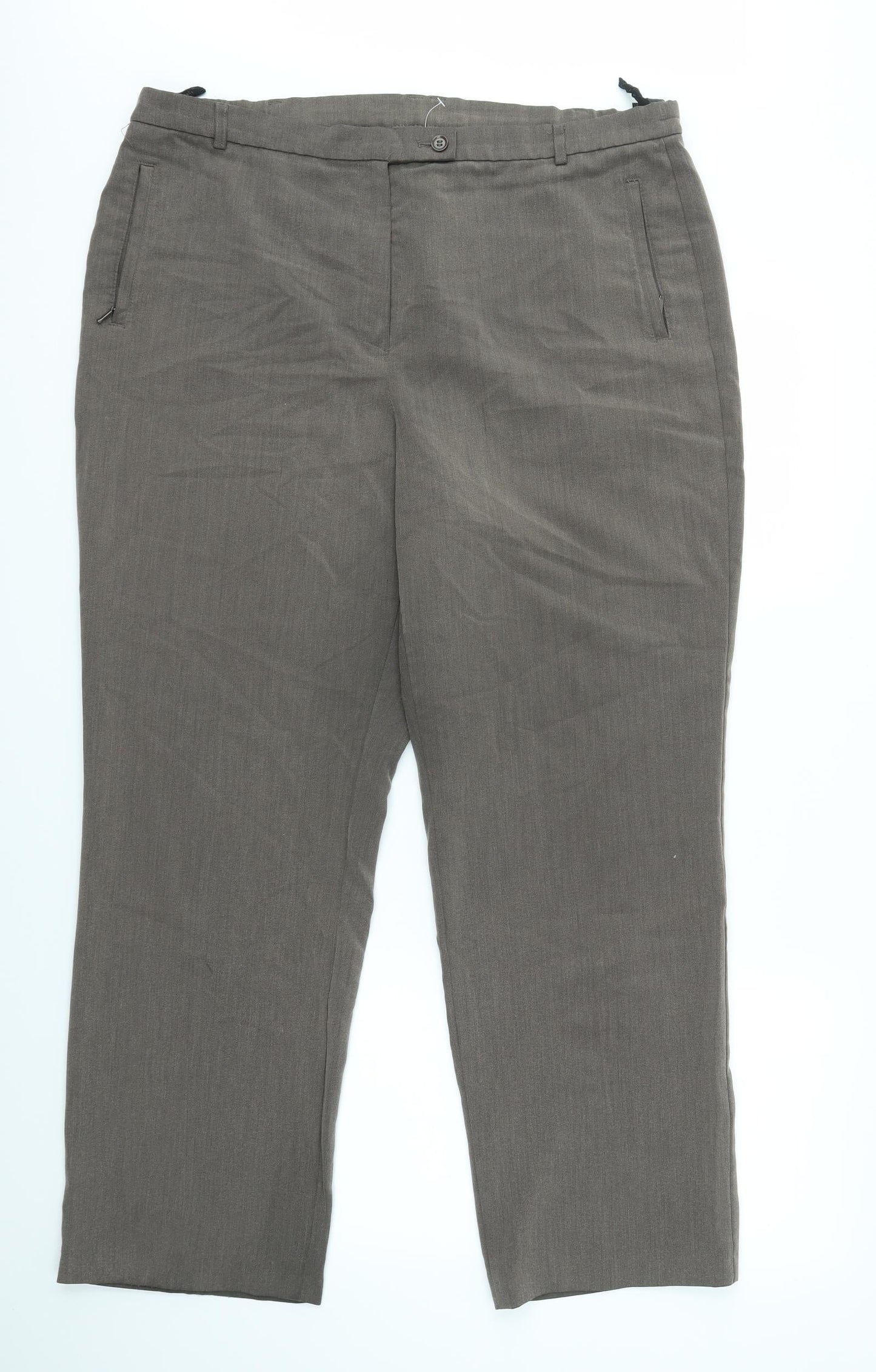 Womens UK Size 18 M&S Regular Fit Dress Pants Brown Trousers