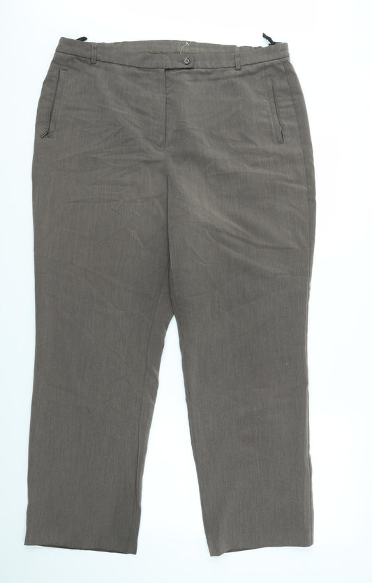 Womens UK Size 18 M&S Regular Fit Dress Pants Brown Trousers