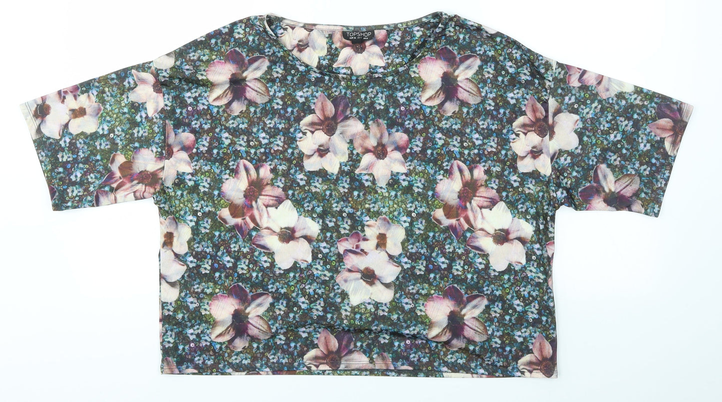 Womens UK Size 6 Topshop Multicoloured Basic T-Shirt