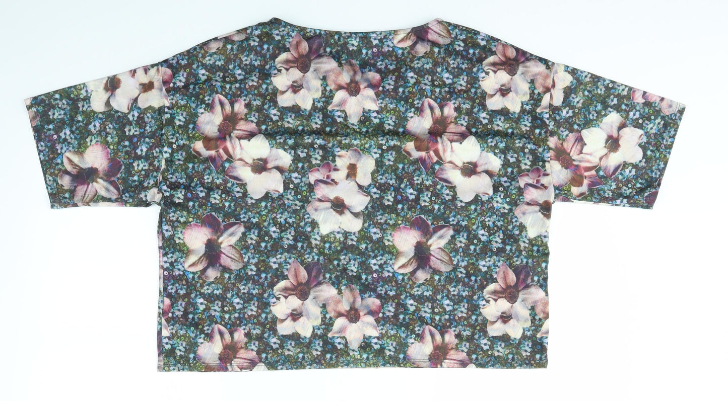 Womens UK Size 6 Topshop Multicoloured Basic T-Shirt
