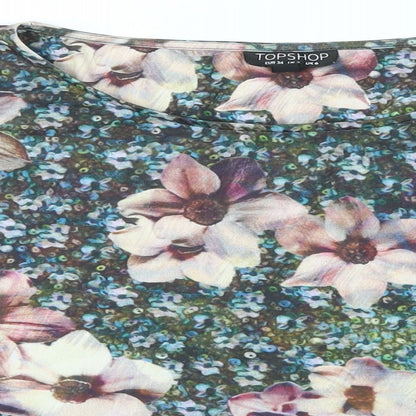 Womens UK Size 6 Topshop Multicoloured Basic T-Shirt