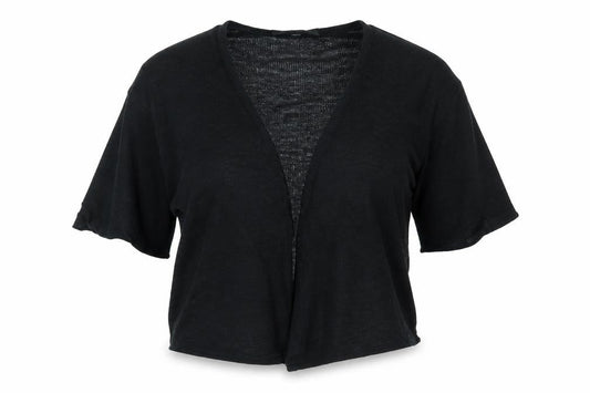 Front view of Atmosphere women’s black cardigan jumper, size UK 14