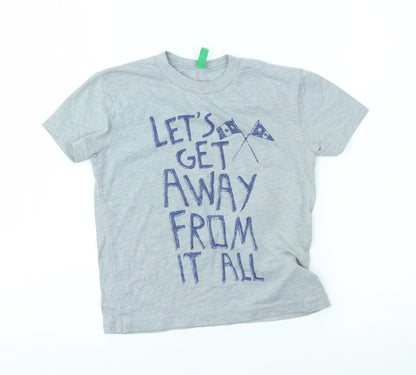 benetton Boys Grey   Basic T-Shirt Size 3-4 Years