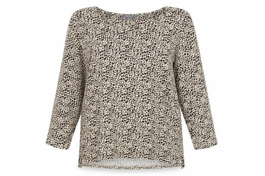 Front view of Principles women’s beige animal print basic blouse, size UK 14