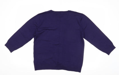 Womens UK Size L Cable & Gauge Blue Cardigan Jumper