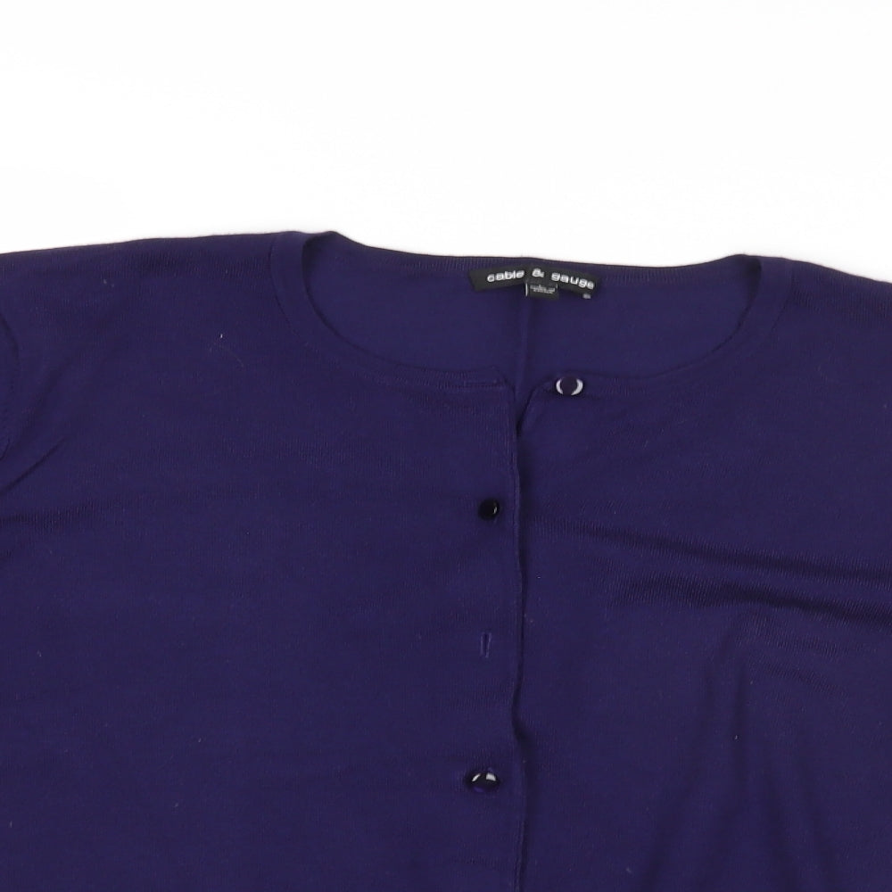 Womens UK Size L Cable & Gauge Blue Cardigan Jumper