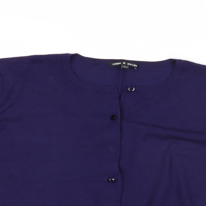 Womens UK Size L Cable & Gauge Blue Cardigan Jumper