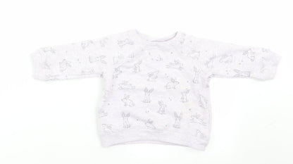 NEXT Girls Purple Animal Print  Pullover Jumper Size 3-6 Months