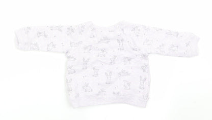 NEXT Girls Purple Animal Print  Pullover Jumper Size 3-6 Months