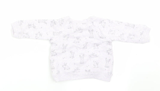 NEXT Girls Purple Animal Print  Pullover Jumper Size 3-6 Months