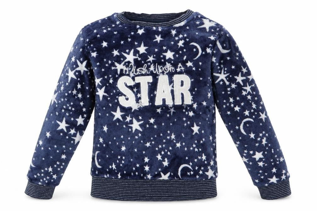 Matalan Girls Blue Geometric   Pyjama Top Size 7 Years  - Stars & Moons