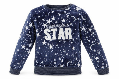 Matalan Girls Blue Geometric   Pyjama Top Size 7 Years  - Stars & Moons