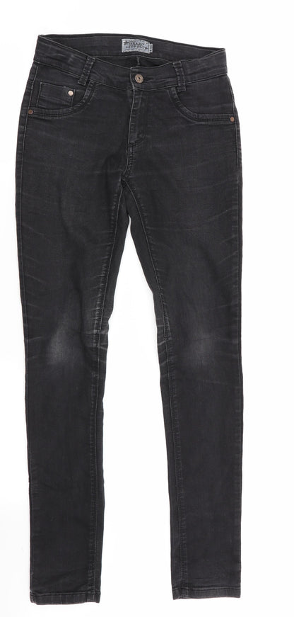 Mens UK Size 26 in Blue Effect Regular Fit Skinny Black Jeans