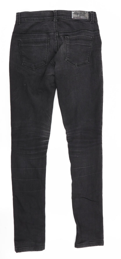 Mens UK Size 26 in Blue Effect Regular Fit Skinny Black Jeans