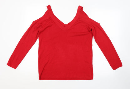 Womens UK Size 14 Preworn Red Pullover Jumper