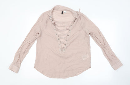 Womens UK Size 8 H&M Pink Basic Blouse