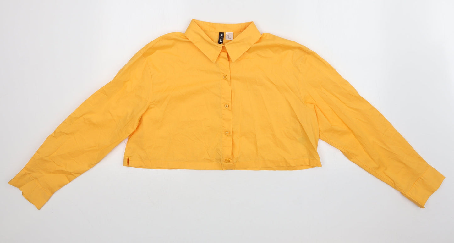 H&M Womens Orange   Cropped Button-Up Size M