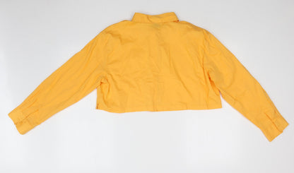 H&M Womens Orange   Cropped Button-Up Size M