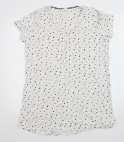 M&S Womens White Floral  Top Nightshirt Size 16