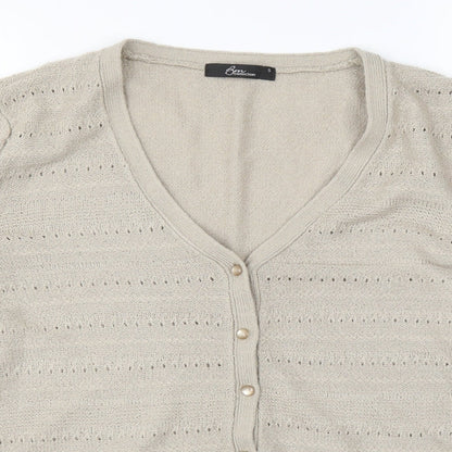 Womens UK Size S BM Beige Cardigan Jumper