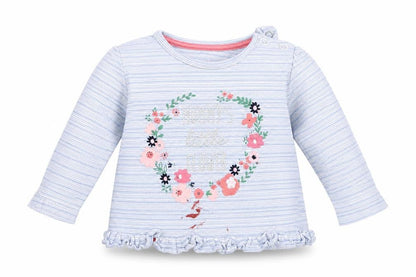 Earlydays Girls Blue Striped  Basic T-Shirt Size 3-6 Months