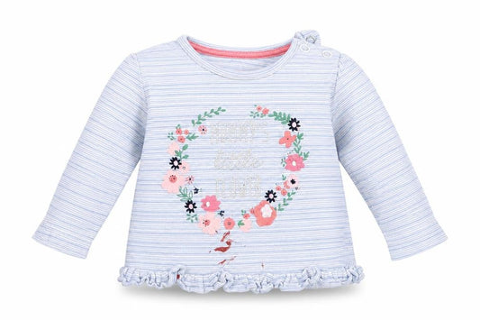 Earlydays Girls Blue Striped  Basic T-Shirt Size 3-6 Months