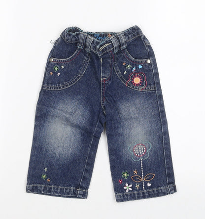 tigerliy Girls Blue Floral   Jeans Size 9 Months