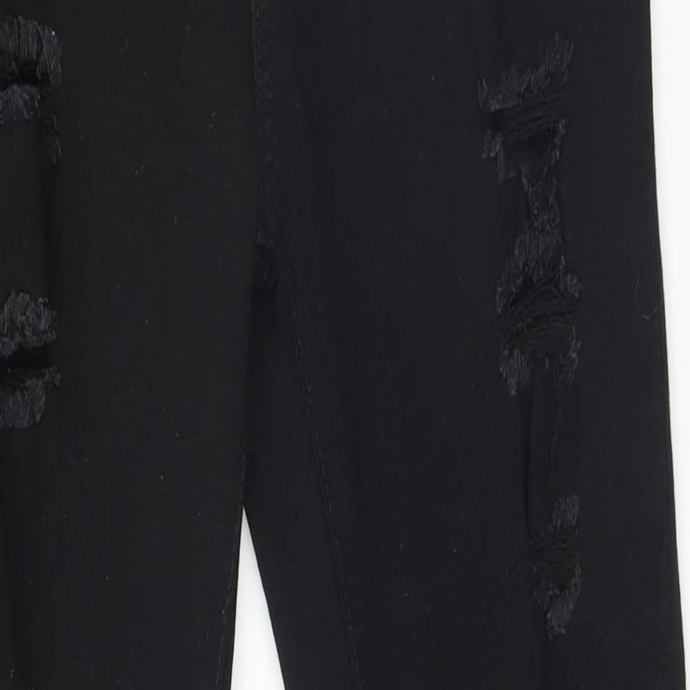 SheIn Womens Black  Denim Straight Jeans Size 10 L28 in - Torn