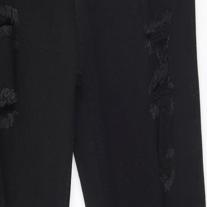 SheIn Womens Black  Denim Straight Jeans Size 10 L28 in - Torn