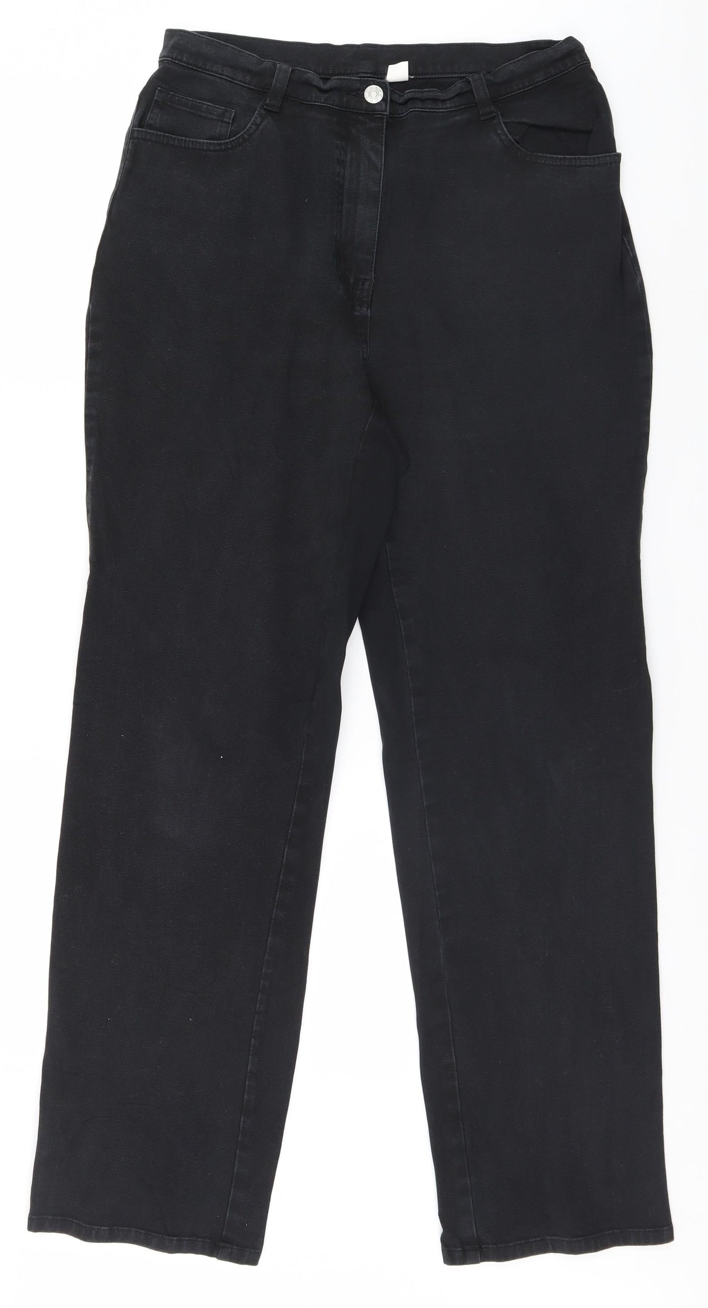 Womens UK Size 14 Preworn Regular Fit  Black Trousers
