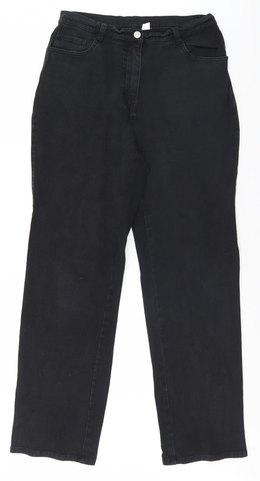 Womens UK Size 14 Preworn Regular Fit  Black Trousers