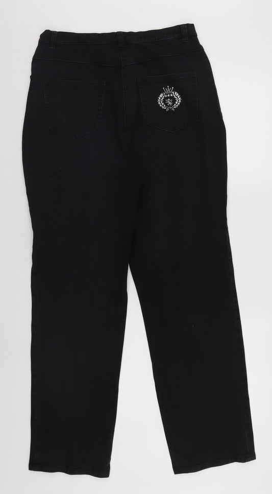 Womens UK Size 14 Preworn Regular Fit  Black Trousers