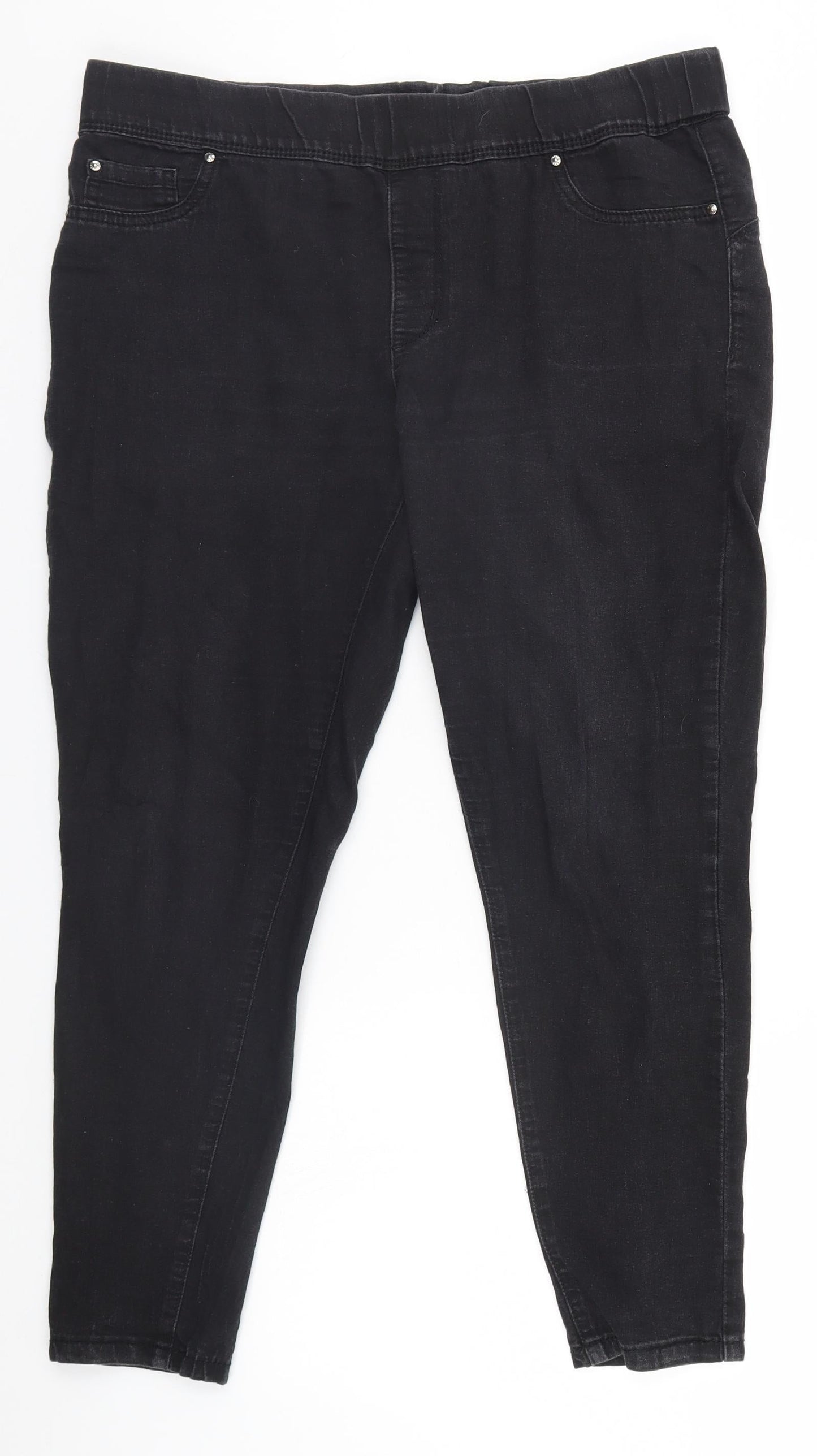 Denim & Co. Womens Black  Denim Straight Jeans Size 14 L24 in