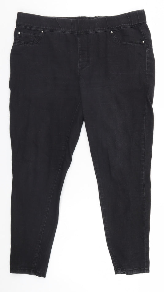 Denim & Co. Womens Black  Denim Straight Jeans Size 14 L24 in