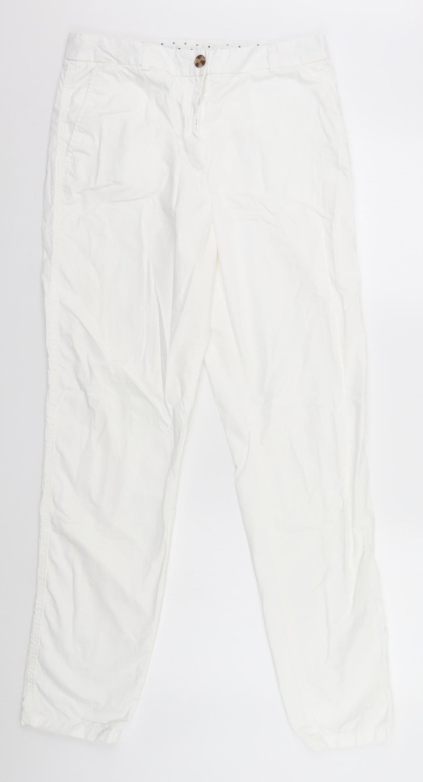 Womens UK Size L Preworn Regular Fit  White Trousers