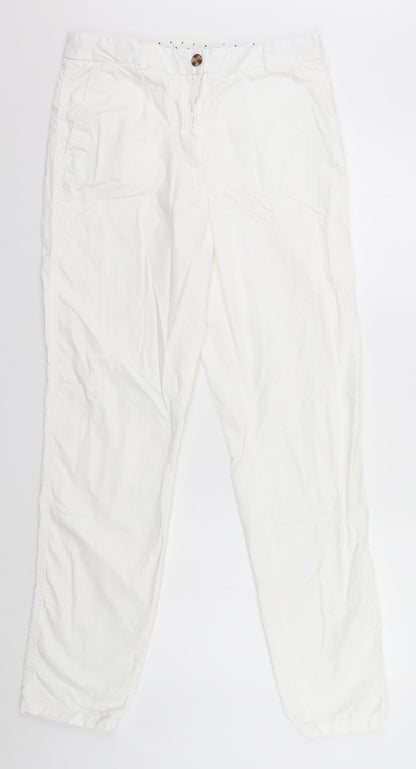Womens UK Size L Preworn Regular Fit  White Trousers