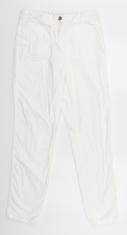 Womens UK Size L Preworn Regular Fit  White Trousers