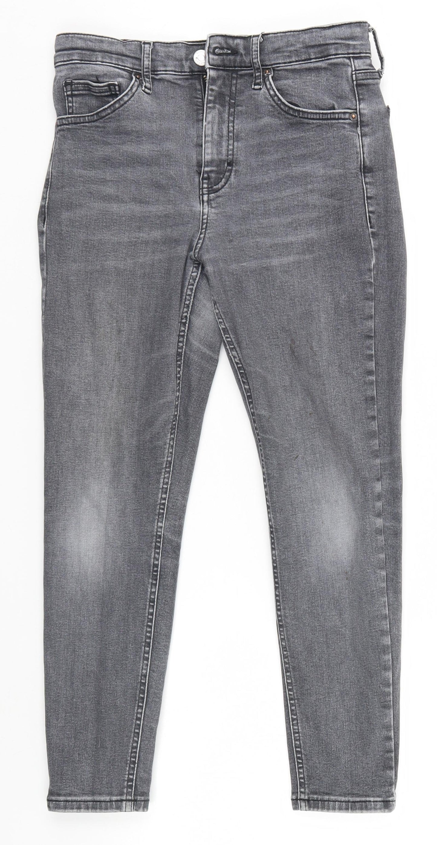 Topshop Womens Grey   Straight Jeans Size S L22 in