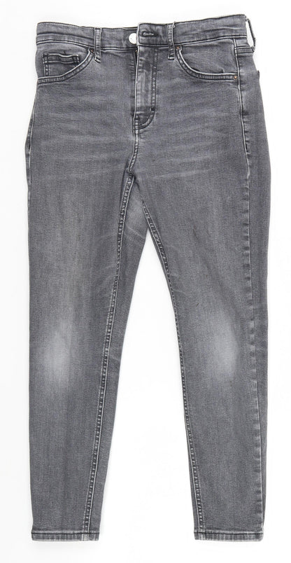 Topshop Womens Grey   Straight Jeans Size S L22 in