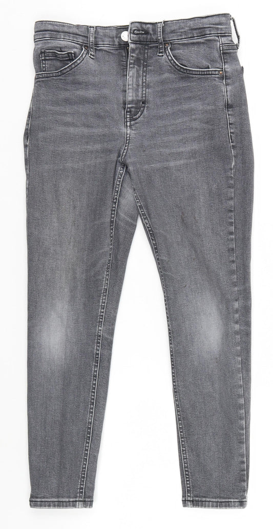 Topshop Womens Grey   Straight Jeans Size S L22 in