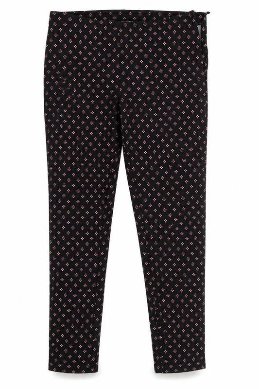 Front view of Atmosphere women’s black geometric trousers, size UK 10, 26.5-inch leg