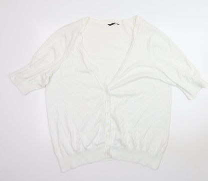 E. Womens White  Knit Cardigan Jumper Size 22