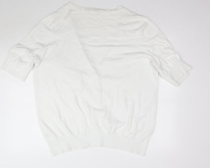 E. Womens White  Knit Cardigan Jumper Size 22